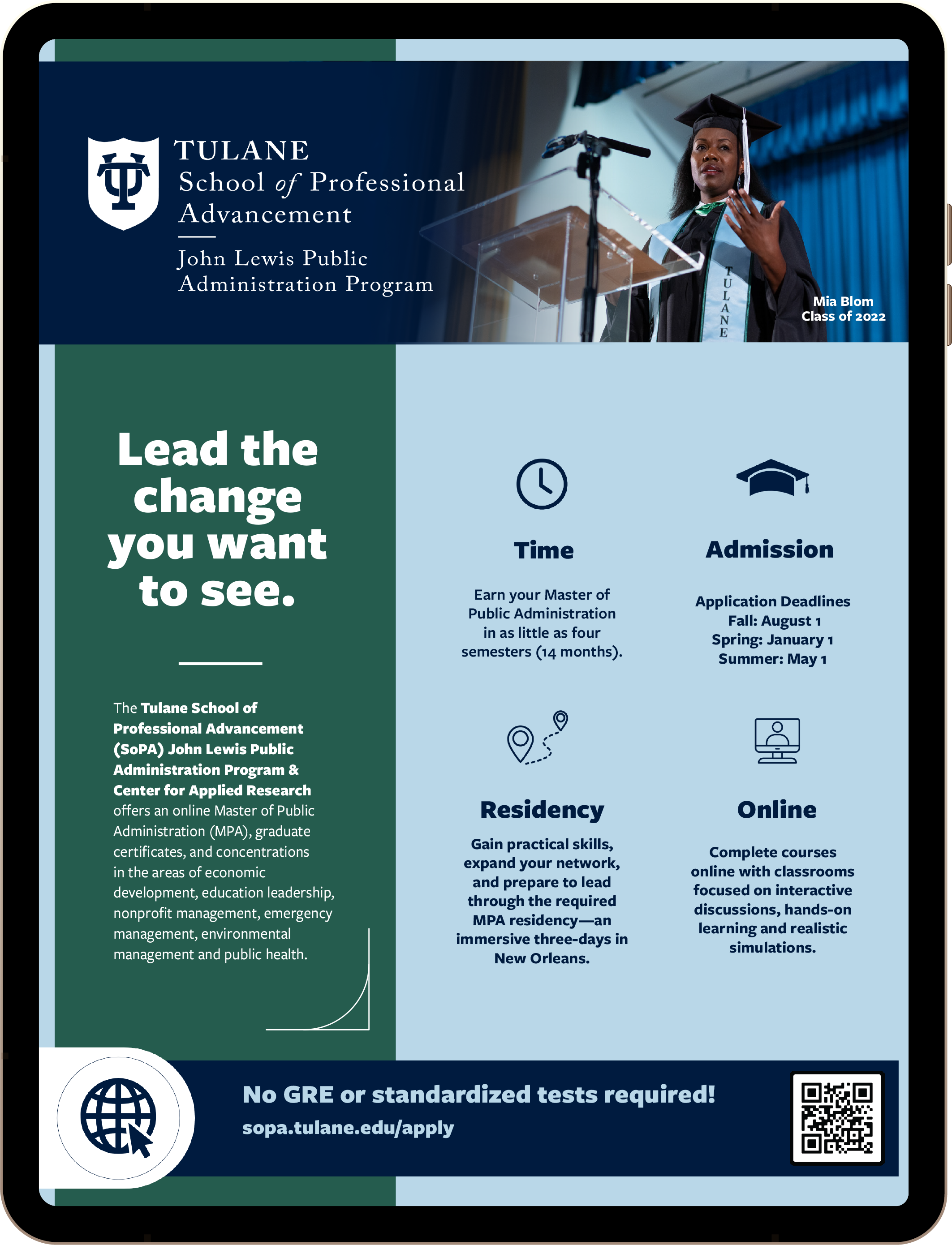 iPad screenshot of the Public Administration Brochure