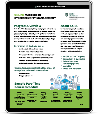 Masters in Cybersecurity Management iPad Graphic
