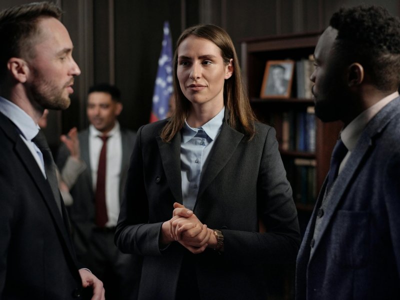 Legal professionals having a conversation