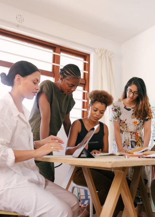 A group of marketing professionals working together