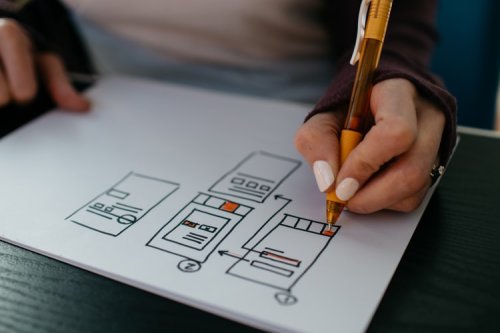 Learn about graphic design careers A person drawing a wireframe