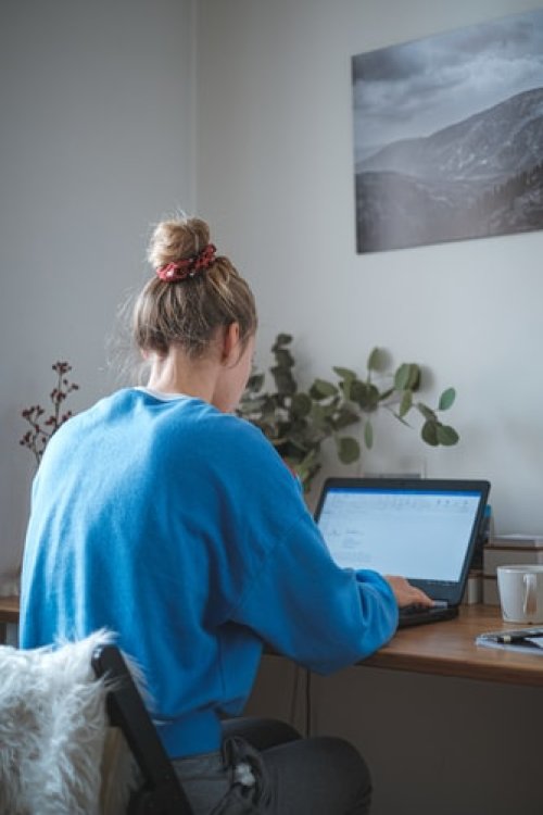 A student working on a laptop