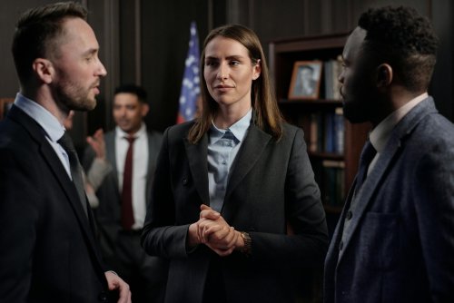 Legal professionals having a conversation