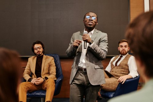A person giving a speech
