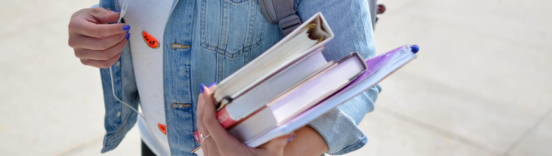A student carrying books