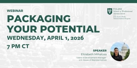 Webinar: Packaging Your Potential, April 1, 2026 at 7 PM CT. Speaker: Elizabeth Mikoles, U.S. House of Representatives.