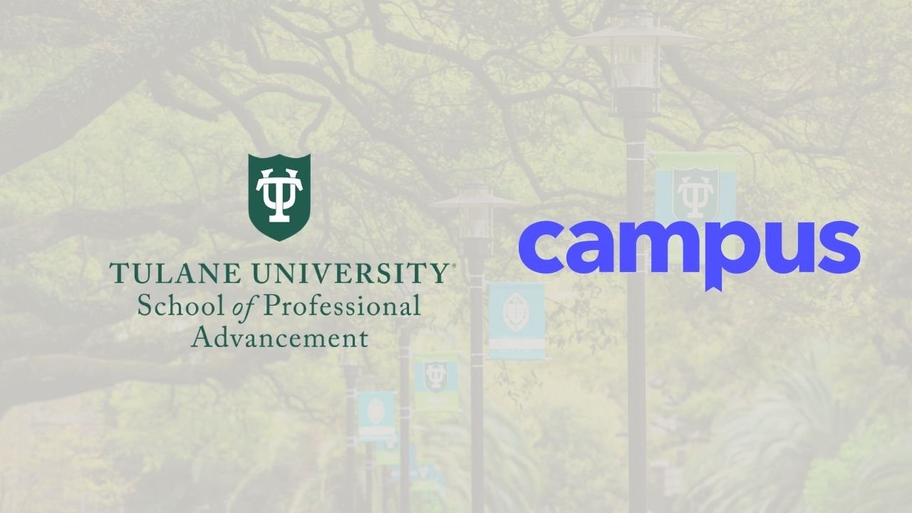 Tulane University School of Professional Advancement logo and "campus" text