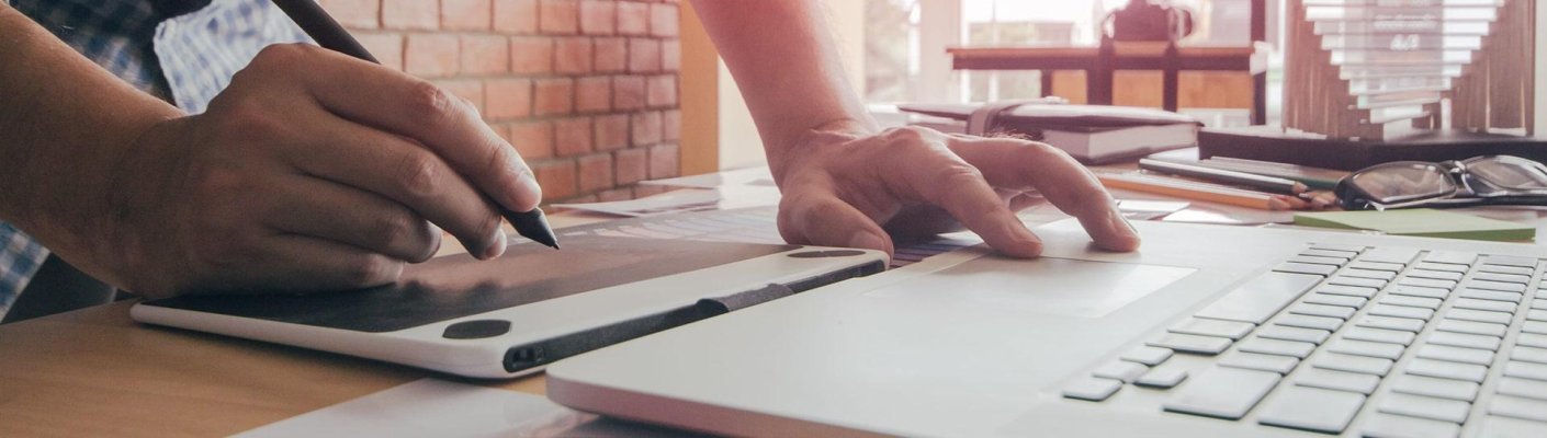 A person using a drawing tablet