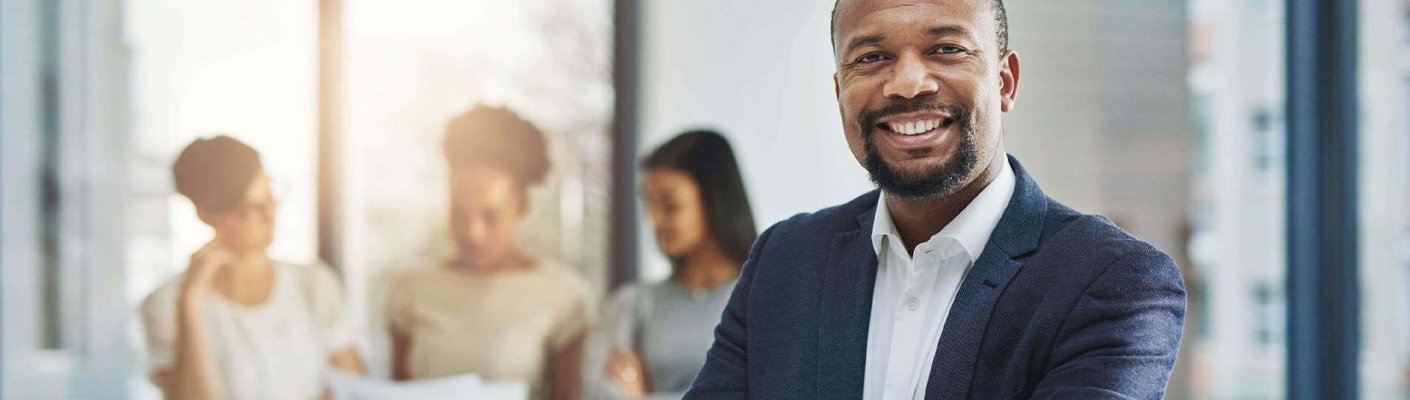 A business man smiling