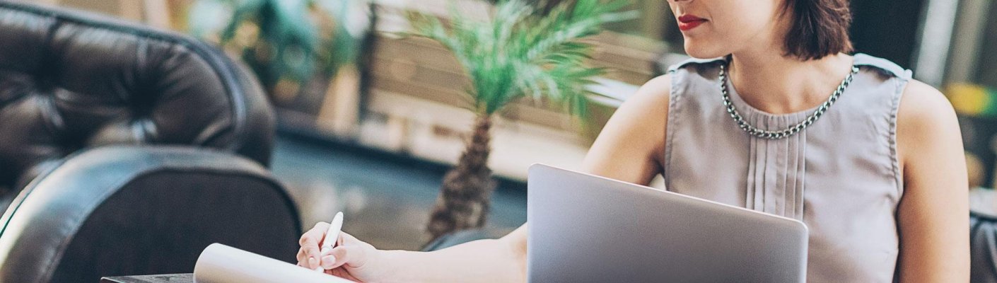 A business woman working from home