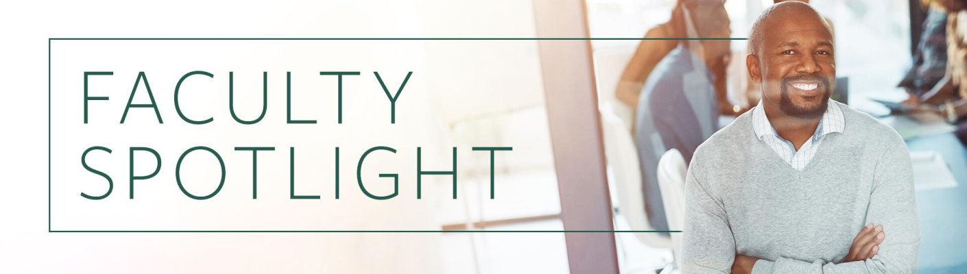 A graphic promoting a Faculty Spotlight blog post