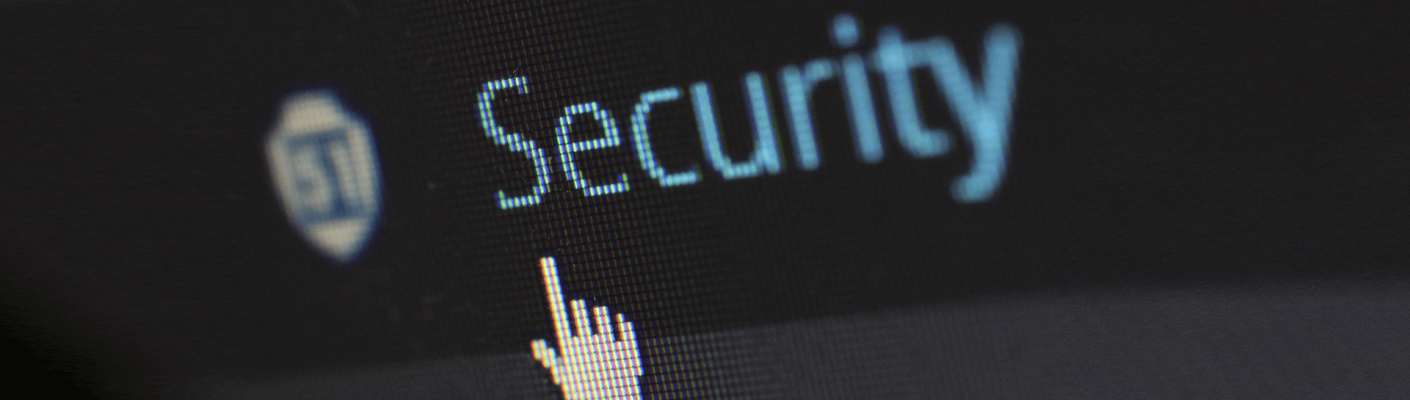 Mouse pointer near Security text on screen
