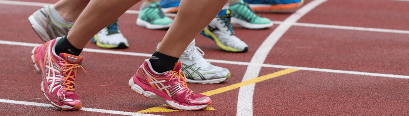 Runner's shoes on a track course